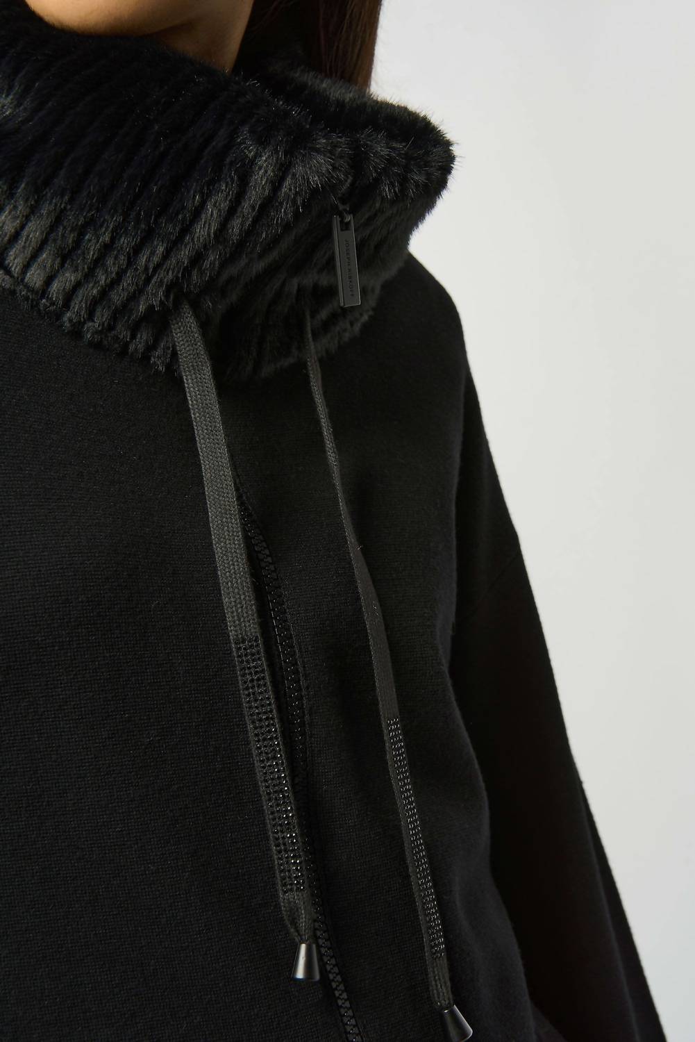 Joseph Ribkoff - Sweater Knit Coat With Fur Trim