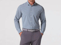 Mizzen + Main Leeward Trim Fit Long Sleeve Dress Shirt in dark slate todos plaid - men's shirt