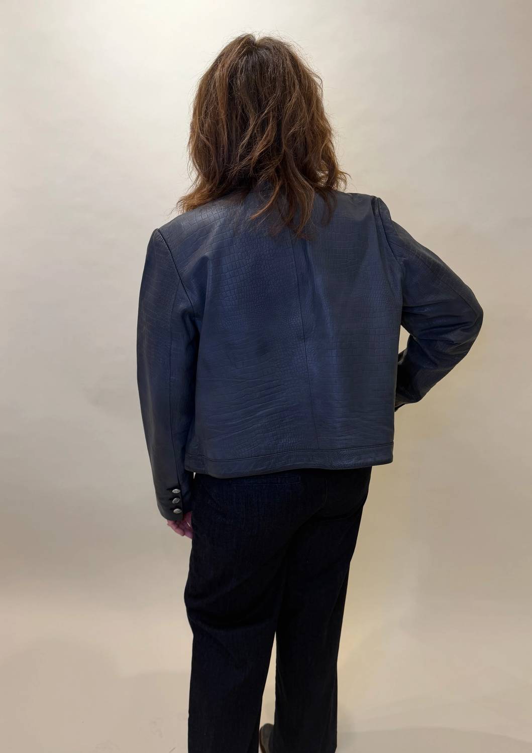 11 Uptown - Croc-embossed Leather Jacket