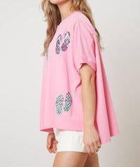 Fantastic Fawn - Sequin Flip Flops Tee