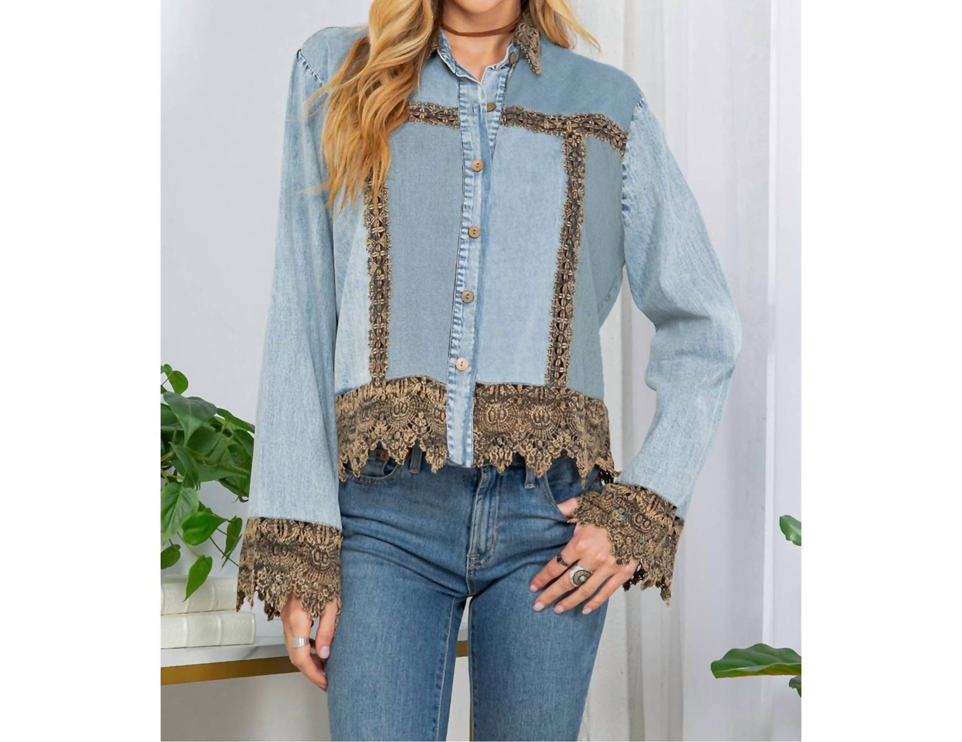 Young Threads - BOHO LACE TRIM BLOUSE