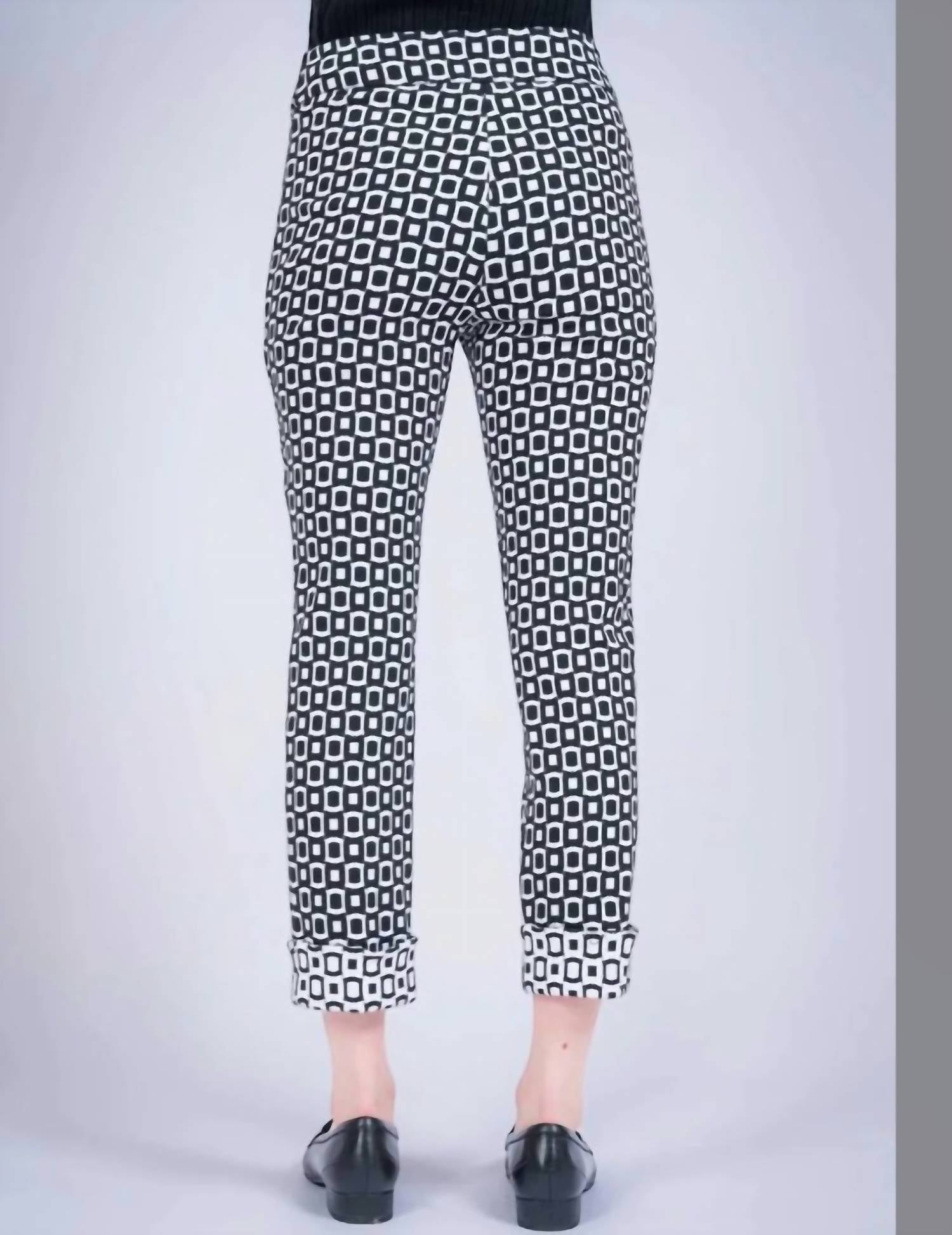 Lisette - Women's Squares Cuff Ankle Pull-on Trouser