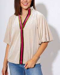 Thml - Split Neck Contrast Placket Blouse