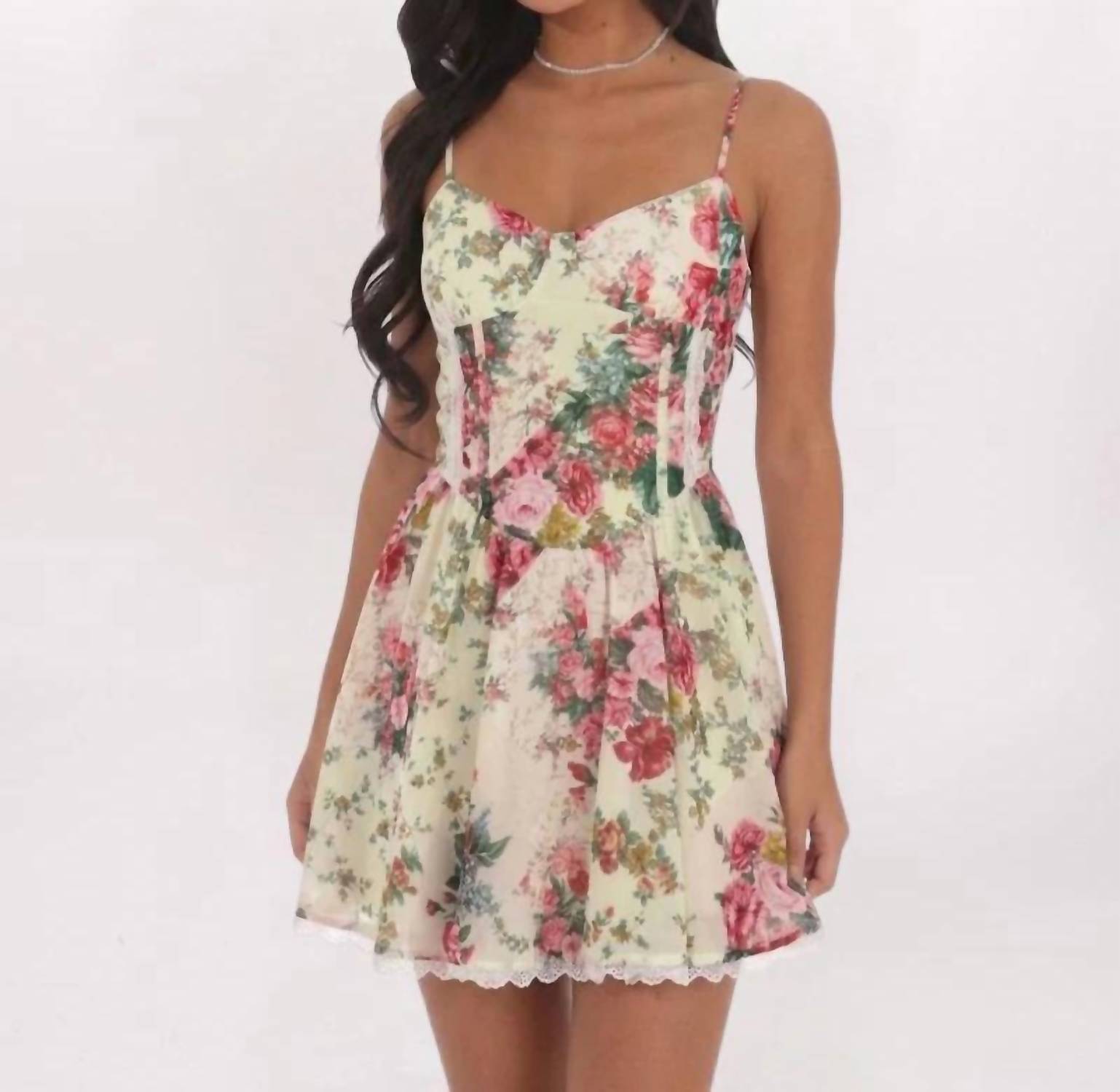 Sky To Moon - Floral Lace Underlay Dress