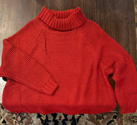 Pretty Persuasions Women's Oversized Turtleneck Sweater in rust orange - women's sweater