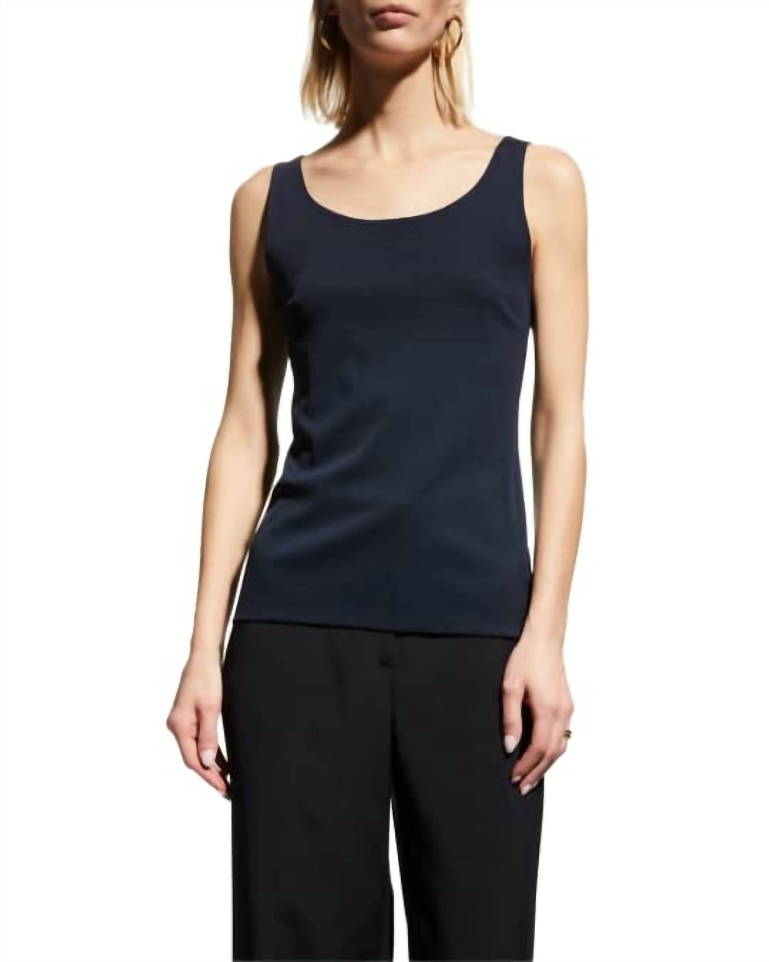 Lafayette 148 RIDER SCOOP-NECK TANK in black - women's tank top