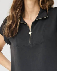 Mary Square - Stephie Quarter Zip Short Sleeve Top
