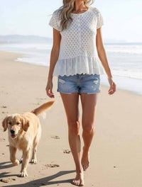 Vine & Love - Eyelet Lace Crochet Sweater Top
