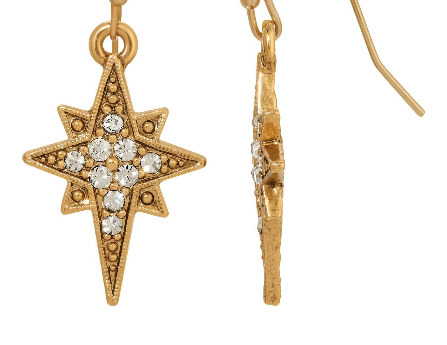 1928 Jewelry Women's Star Of Bethlehem Crystal Drop Earrings in gold - women's jewelry