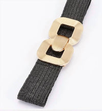3Am By H&D Accessories - Women's Square Metal Buckle Elastic Belt