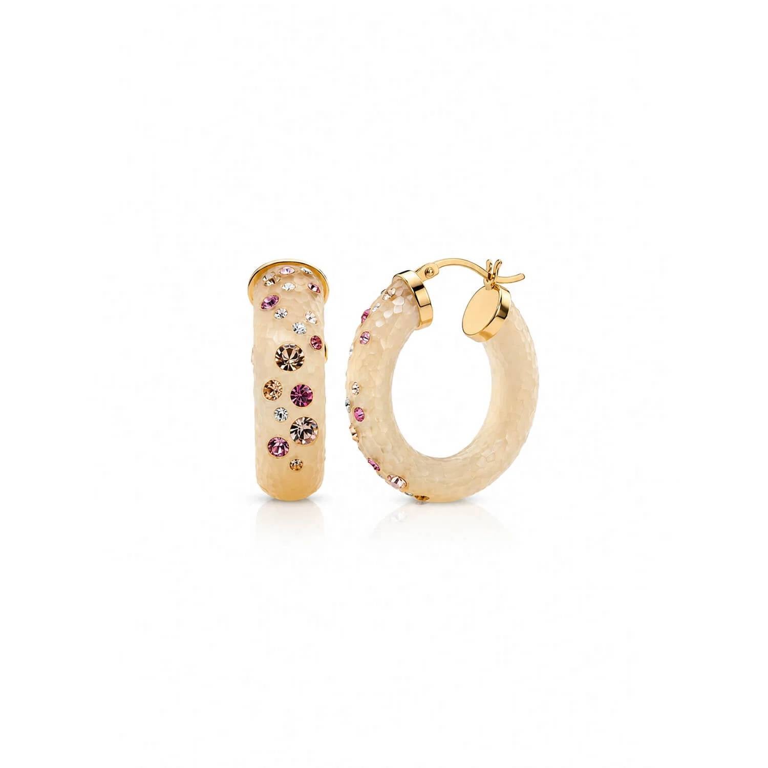 Gold & Honey - Women's Small Oval Confetti Hoop Earrings