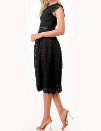 The Clothing Company Crochet Trim Midi Dress in black - women's dress - view 4
