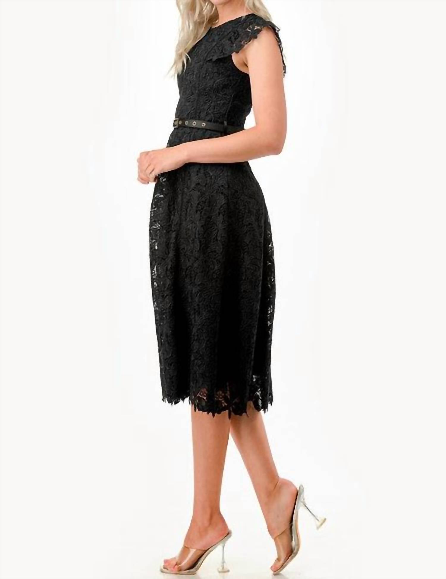 The Clothing Company Crochet Trim Midi Dress in black - women's dress - view 4