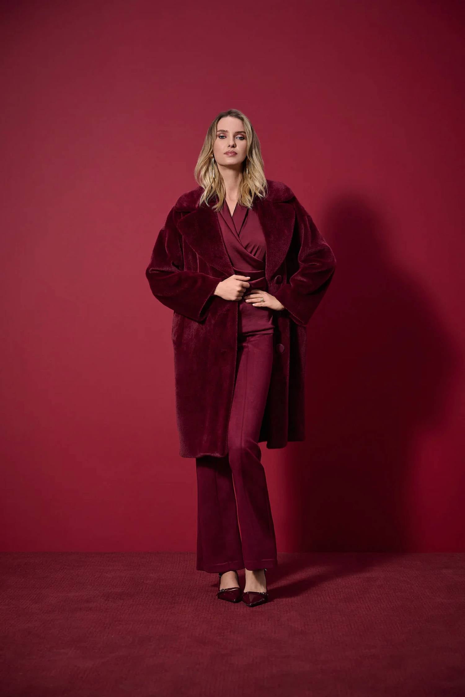 Joseph Ribkoff - FAUX FUR STRAIGHT COAT