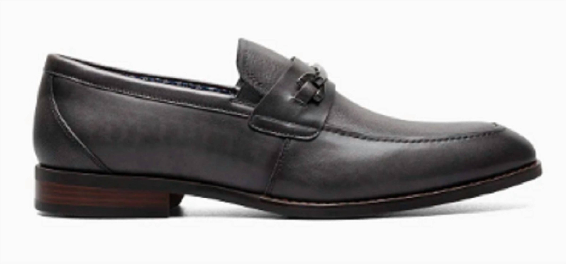 STACY ADAMS Men's Kaylor Moc Toe Bit Slip Ons in gray - men's loafer - detail view