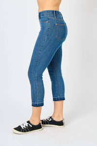Judy Blue Favorite Pull On Capri Jeans in medium blue - women's pants - detail view