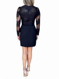 Karina Grimaldi Lucilla Mini Dress in black - women's dress - detail view