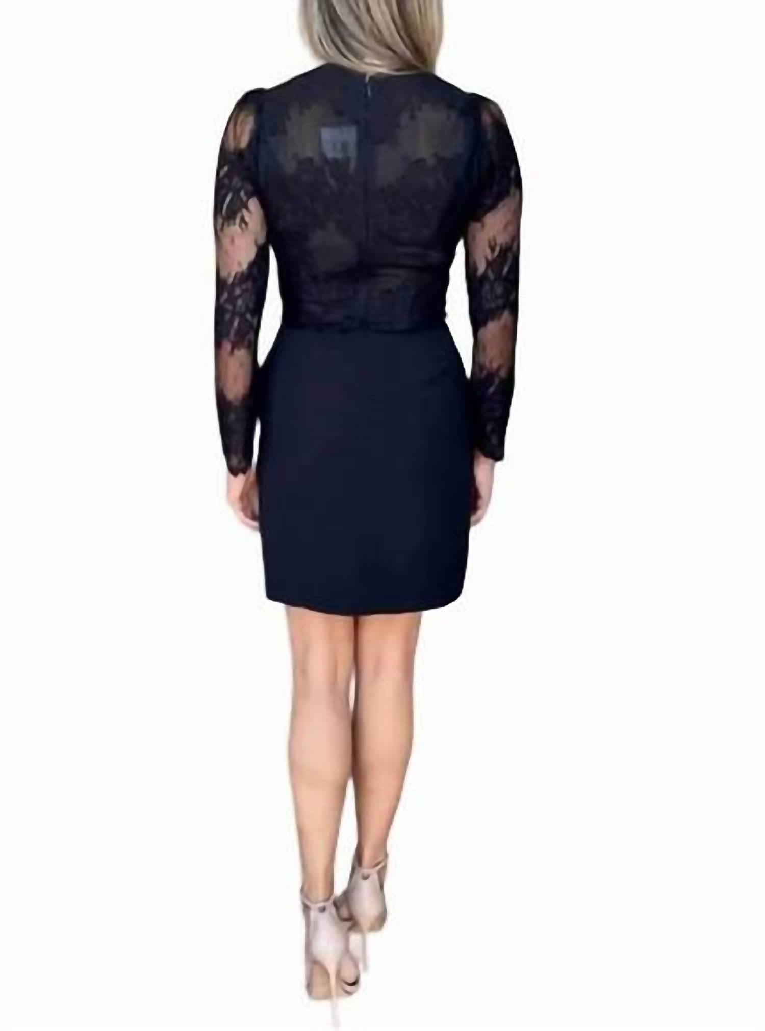 Karina Grimaldi Lucilla Mini Dress in black - women's dress - detail view