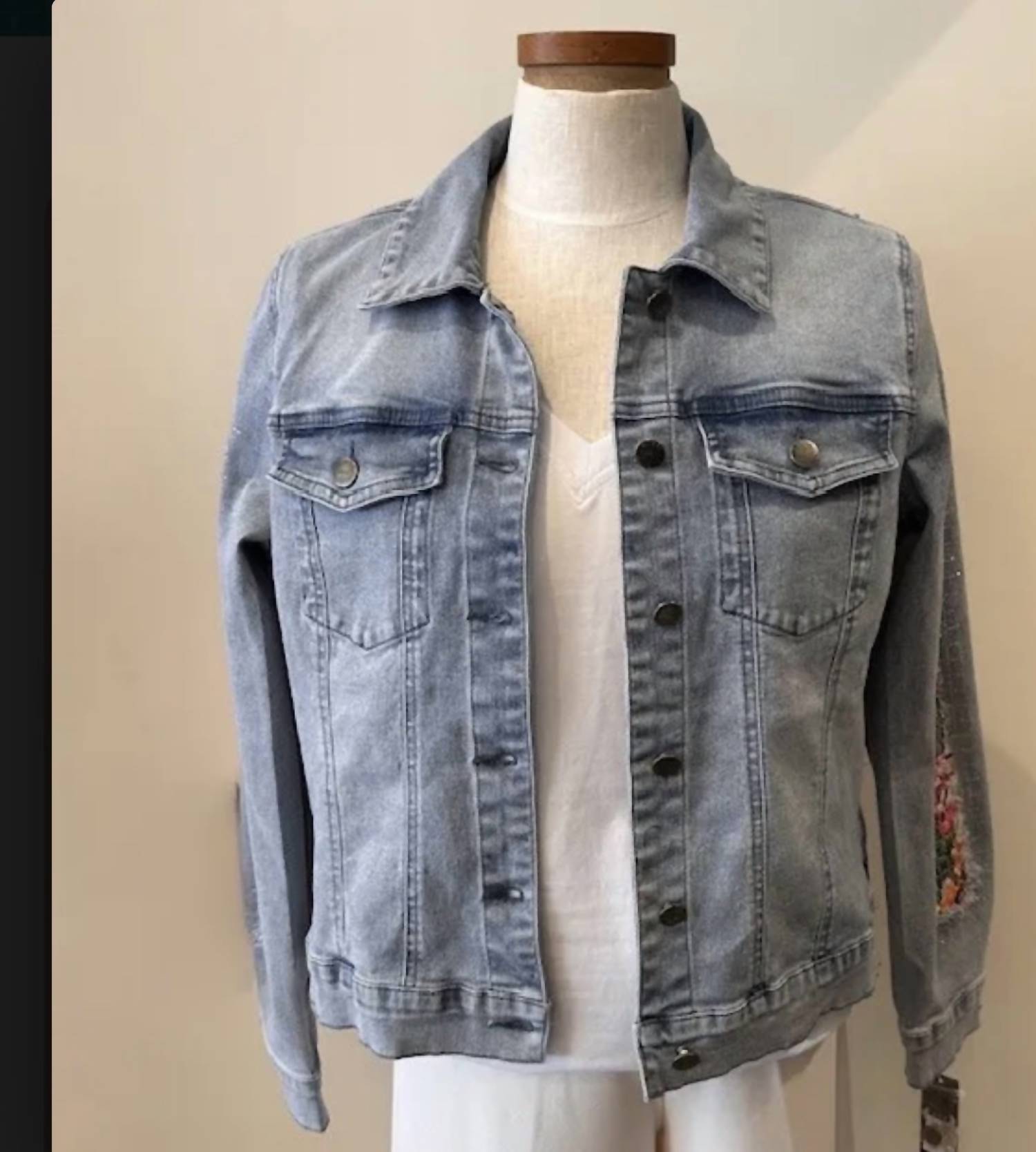 Azi - diana denim floral jacket