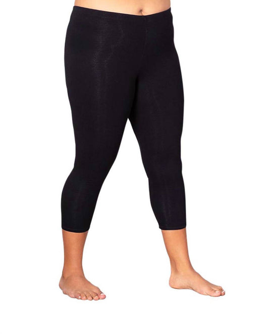 On The Plus Side - Plus Size Solid Cotton Capri Leggings