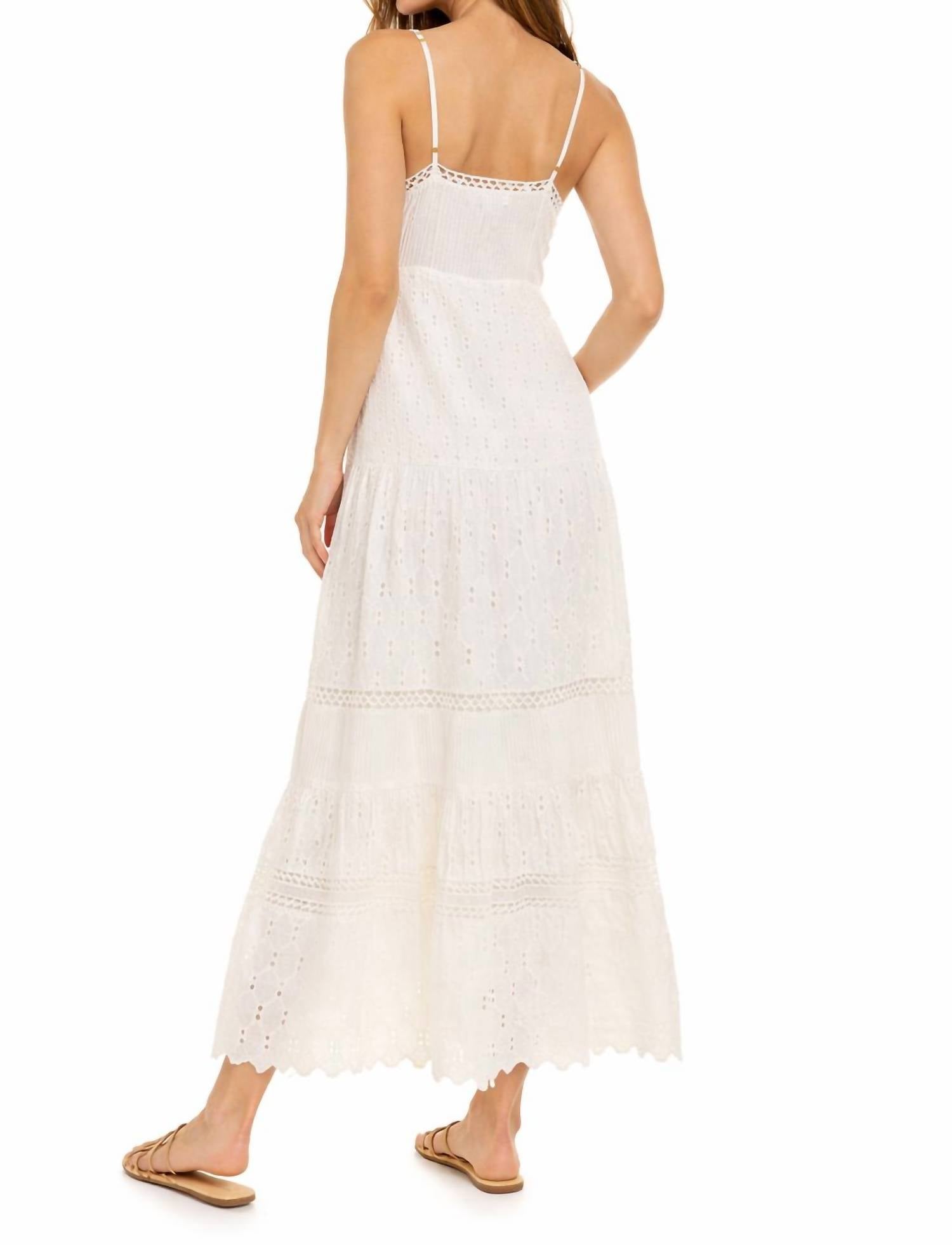 LoveShackFancy Weston Silk Dress in white ivory - women's dress - detail view