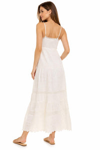 LoveShackFancy Weston Silk Dress in white ivory - women's dress - alternate view