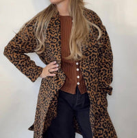 Sadie & Sage Animal Instinct Leopard Coat in brown black - women's jacket - detail view