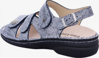 Finn Comfort Women's Gomera Sandal in blue words - women's sandal - detail view