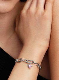 Pandora Winged Heart Mini Dangle Charm in silver - women's jewelry - detail view