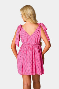 Buddylove - Elizabeth Polka Dot Tie-shoulder Mini Dress