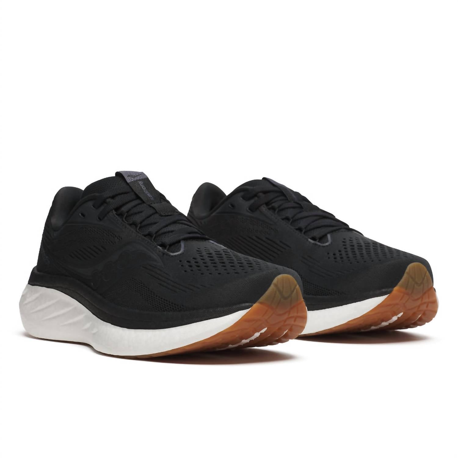 SAUCONY Women's Ride 18 Shoe in black gum noir gomme - women's shoe - detail view