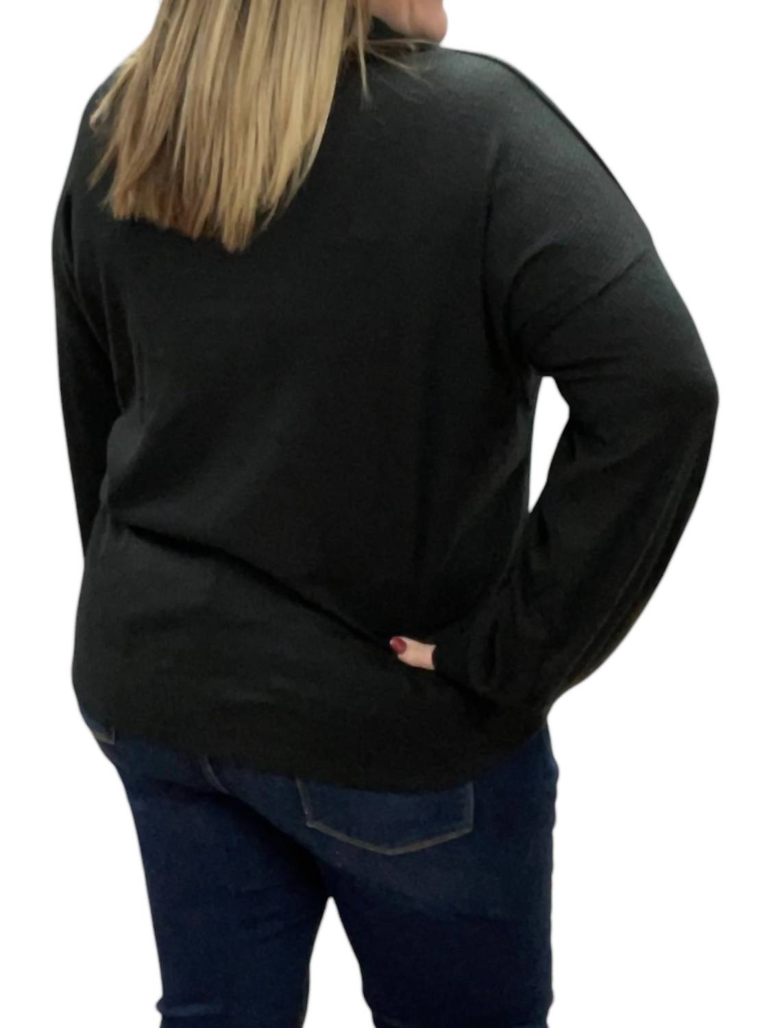 White Birch - Cowlneck Faux Button Sweater