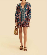 Farm Rio - Seashell Tapestry Lenzing Viscose Minidress