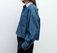 Twp - My Ex's Denim Jacket With Crystal Collar