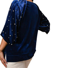 Umgee - Velvet Round Neck With Pearl Sleeves