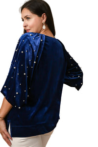 Umgee - Velvet Round Neck With Pearl Sleeves