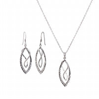 Gold & Honey - Women's Double Figure 8 Drop Earrings And Pendant Necklace Set