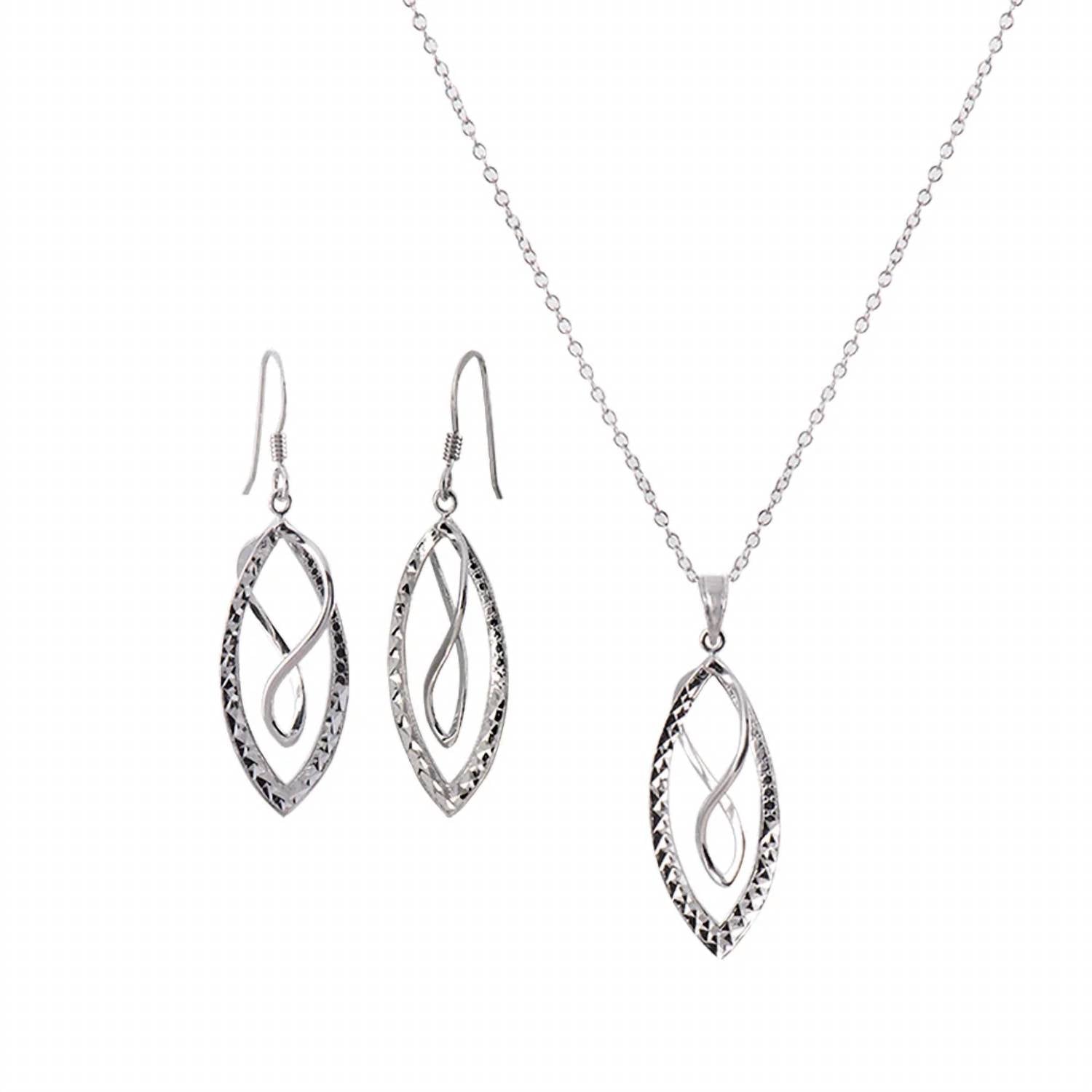 Gold & Honey - Women's Double Figure 8 Drop Earrings And Pendant Necklace Set