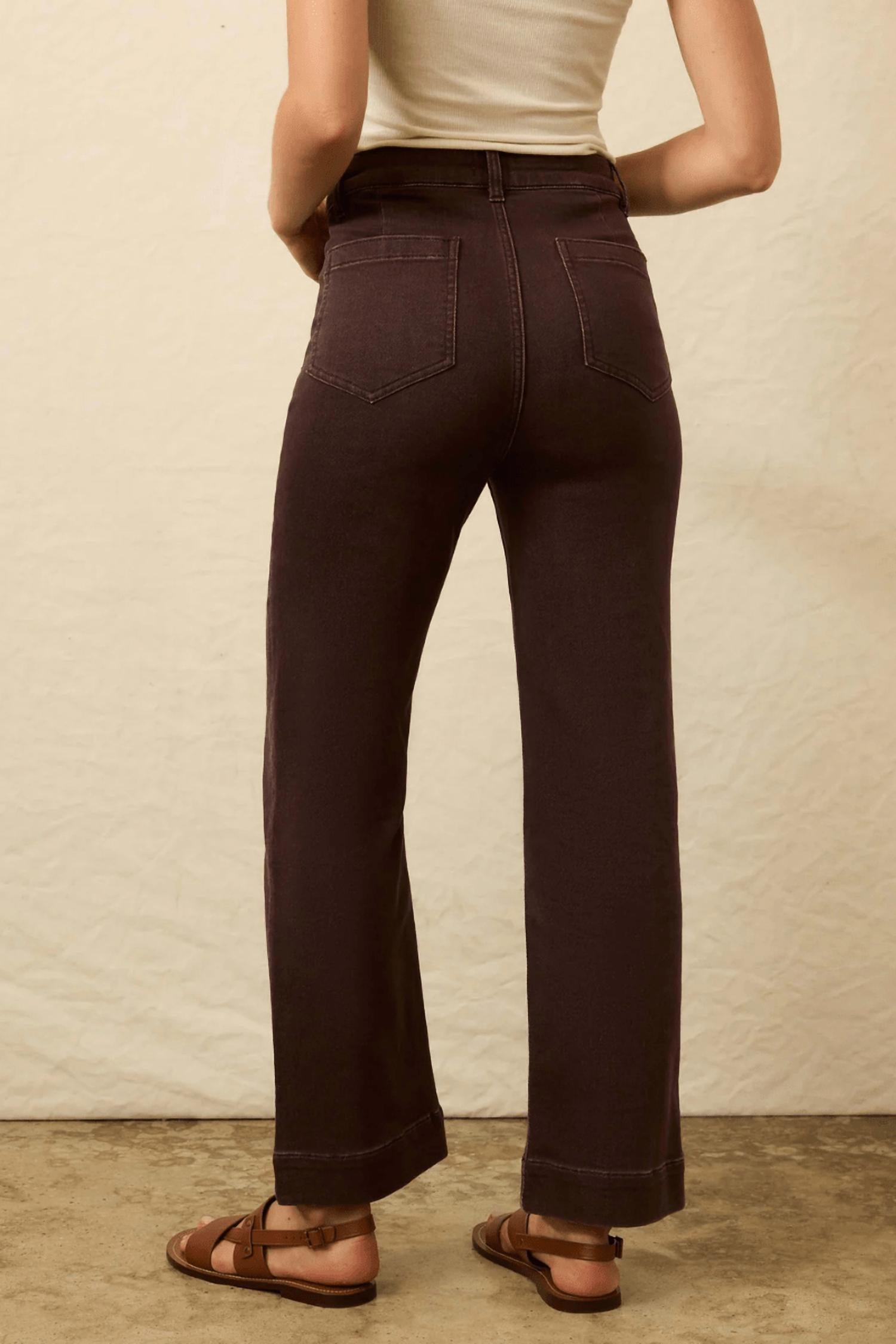 Faherty Stretch Terry Patch Pocket Ankle Pant in northern brown - women's pants - detail view