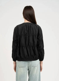 Elle Grey - Elegant Elastic Piping Blouson Jacket