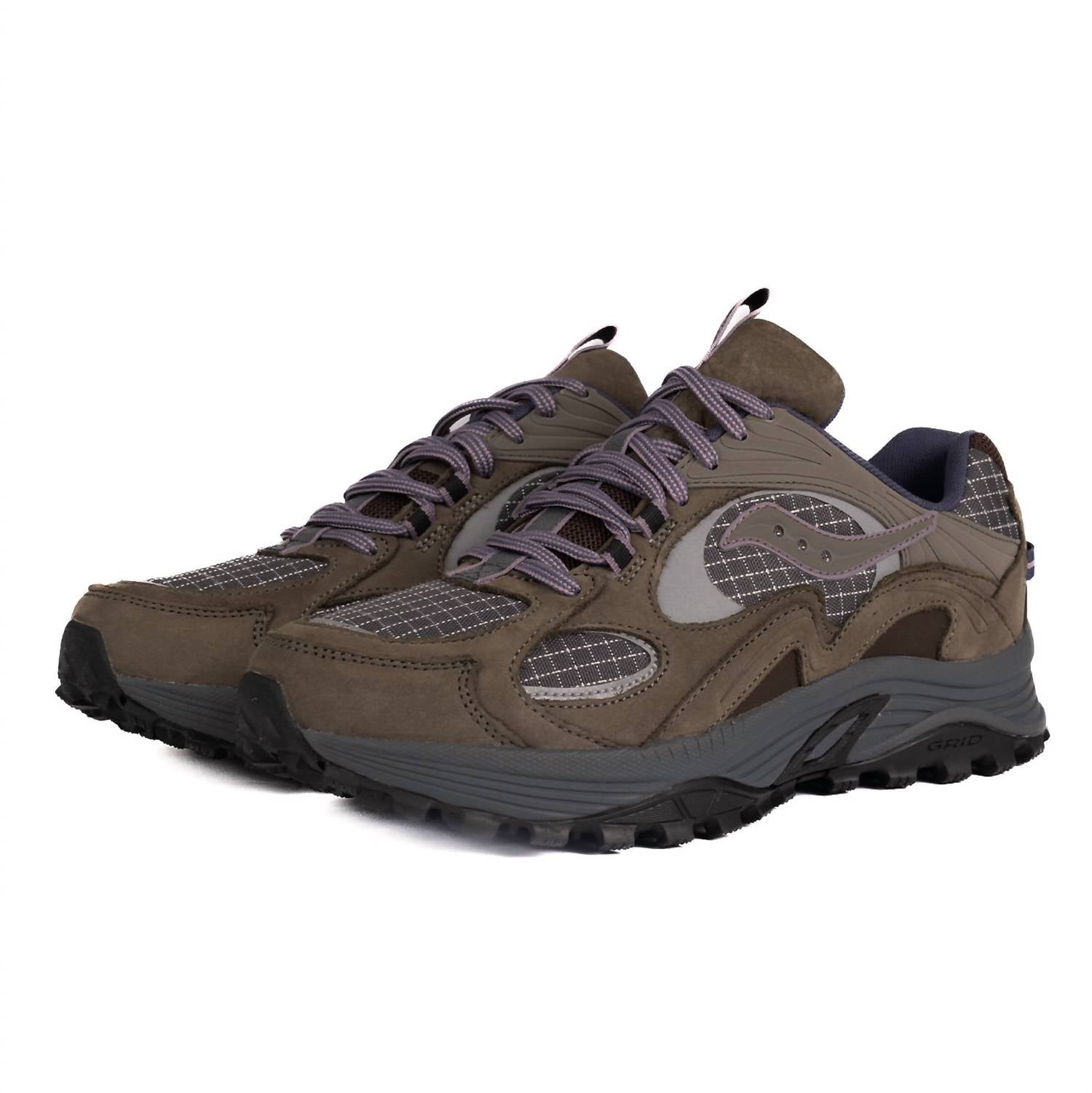 SAUCONY Men's Grid Aura X Sneakers in dark grey mud - men's sneaker - detail view