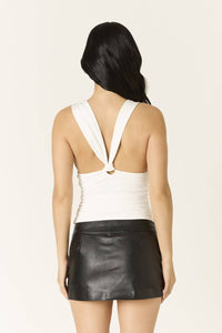 Cotton Candy La - Margaret Ruched Knot Fitted Stretch Tank Top