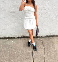 LUCY PARIS Melissa With Rose Applique Mini Dress in white - women's dress
