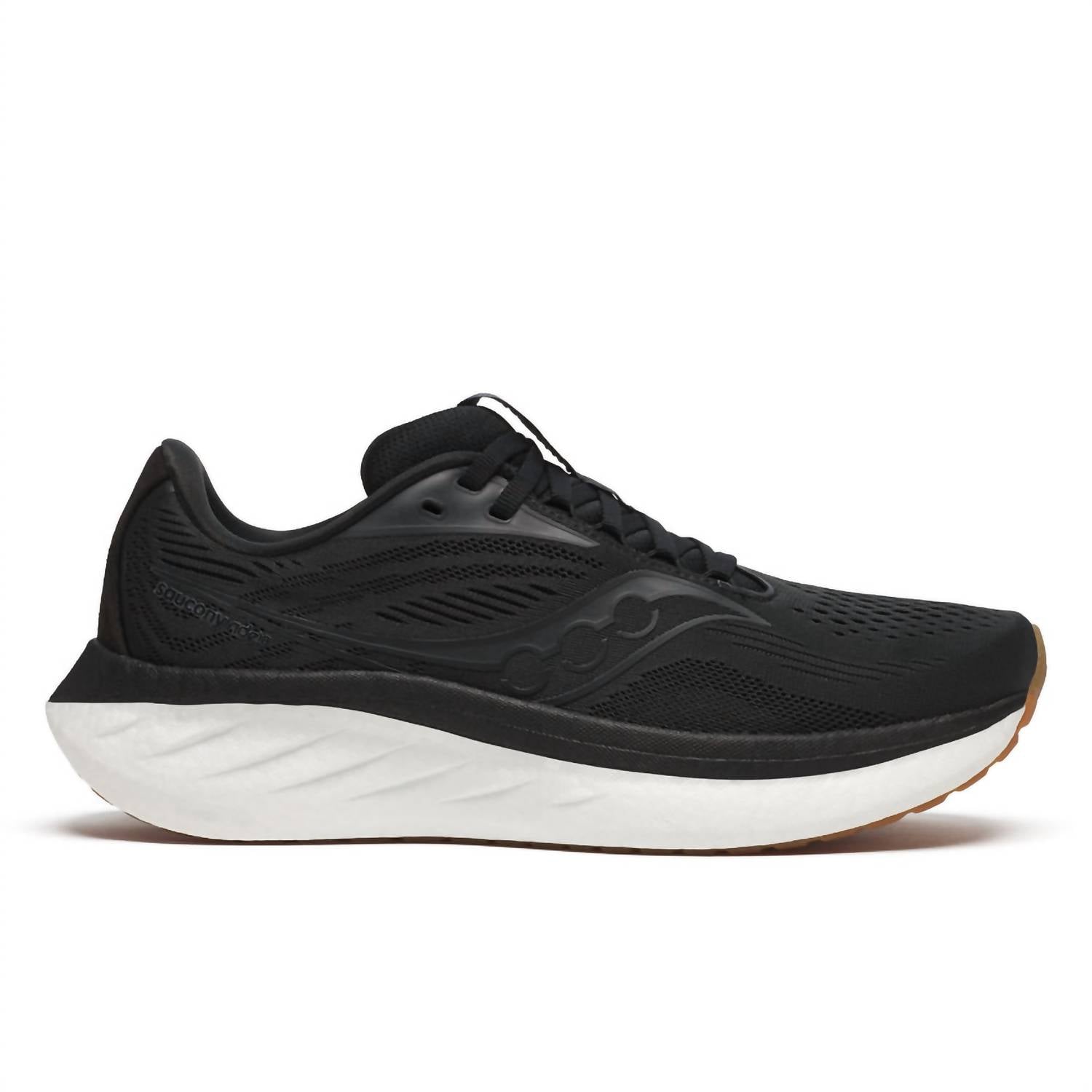 SAUCONY Women's Ride 18 Shoe in black gum noir gomme - women's shoe