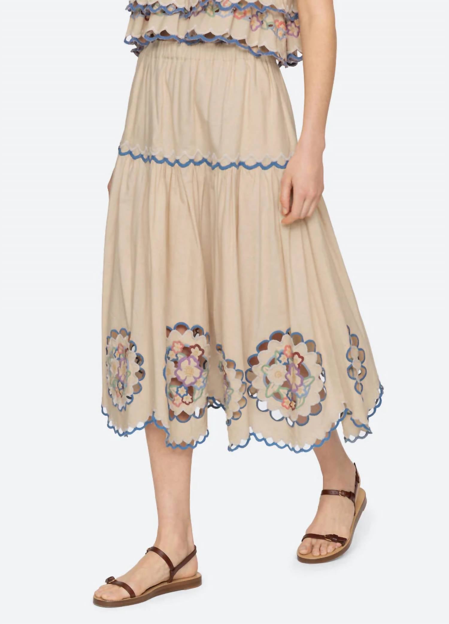 Sea - Melinda Floral Embroidery Skirt