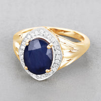 Diana M Jewels Women's Oval Natural Sapphire Fashion Ring (3.31 Ct) - Signature Plus in 14k yellow gold - women's jewelry - detail view