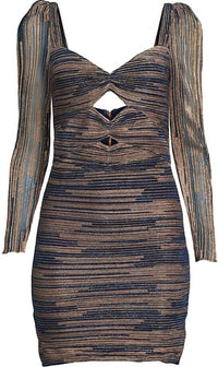 Saylor - Allia Metallic Cutout Mini Sheath Dress