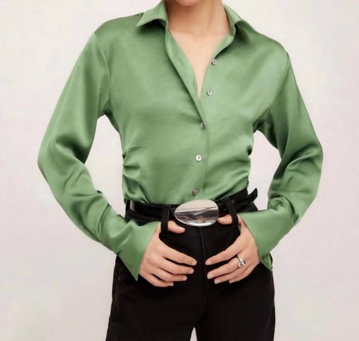Fifteen Twenty - Silky Button Down Shirt - Plus