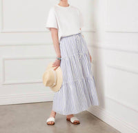 Karen Kane - Stripe Tiered Midi Skirt