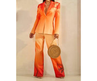 The Sang - Ombre With Palm Tree Print Jacket Set